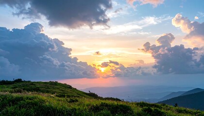 Obraz premium Majestic mountain sunset panorama