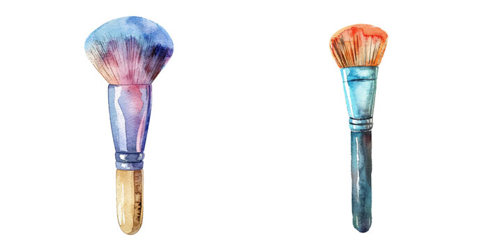 cute brusher makeup watercolor vector illustration