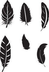 Silhouette feathers vector art of stylized plumes for creative projects

