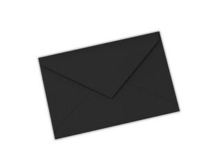 Black baronial envelope mockup on isolated white background, 3d illustration