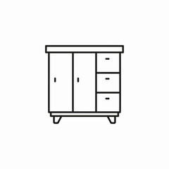 dresser with drawers icon sign vector
