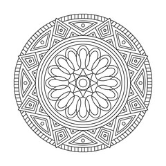 Patterned swirl of petals mandala coloring book page
