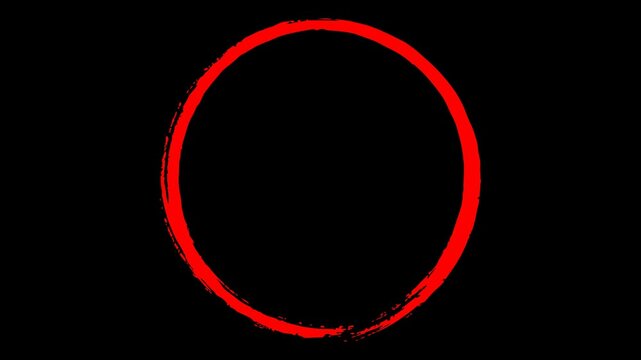 hand drawing red circle marker animation transparent background 4K HD
