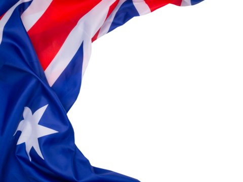 Australia national flag with stars isolated on black background.