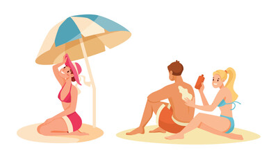 A delightful sunbathing summer scene featuring friends enjoying their time at the beach