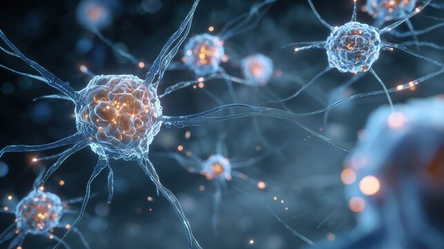 World Meningitis Day. 3D isometric medical illustration of virus particles attacking brain cells, highly detailed microbiology scene, glowing effects, educational healthcare style