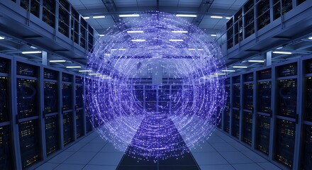 Data Center Network Visualization - A Futuristic Technology Hub.