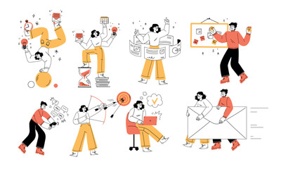 Dynamic and Colorful Illustrations Featuring People Engaging in a Variety of Activities