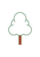 Flat Minimalist Tree Icon – 2D Nature Vector Illustration