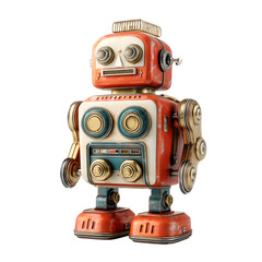 vintage toy robot with camera isolated on  transparent background PNG   
