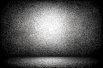 Empty room, dark gray textured walls, spotlight