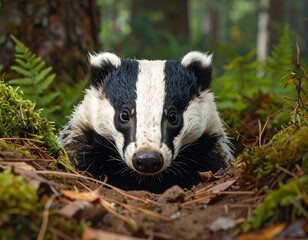 Badger looks from its sett