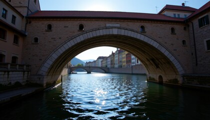 Discover the historic stone arch bridge over the serene river in lucerne | architectural beauty in a tranquil setting