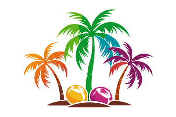 tropical island with palm trees