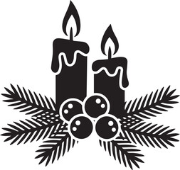 Christmas candle clipart vector silhouette vector