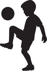 Young Boy Juggling Soccer Ball Silhouette Kids Sports Football & Freestyle Vector Icon