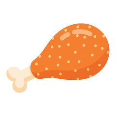 Roasted turkey drumstick with crispy golden skin for a traditional Thanksgiving dinner or holiday feast illustration.