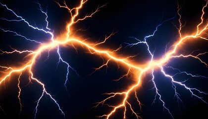 Electric storm with vibrant orange and blue lightning.