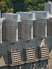 Gunma, Japan - September 7, 2025: View of Yamba Dam from upstream side in Gunma, Japan
