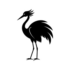 Jabiru Bird Black Silhouette Logo Icon on White Background
