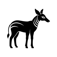 Okapi Animal Black Silhouette Logo Icon on White Background