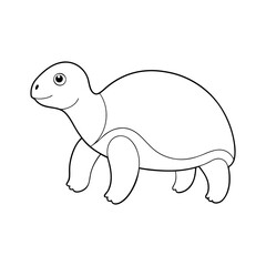 Outline of Albino Turtle Black Silhouette on White Background