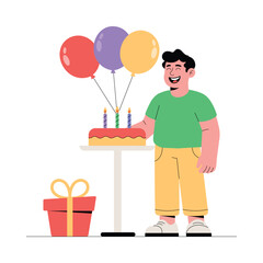Birthday Cheers Flat Vector Illustration