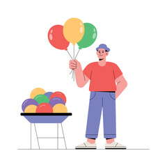 Balloon Party Flat Vector Illustration