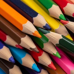 Fototapeta premium Close-up of a vibrant assortment of colored pencils