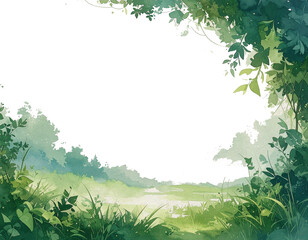 植物や葉っぱのフレーム 背景透過 02