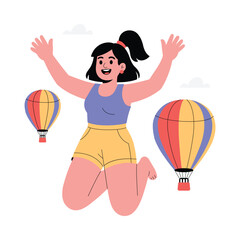 Joy Jump Flat Vector Illustration