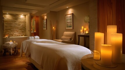 Serene Spa Room with Massage Table and Candles