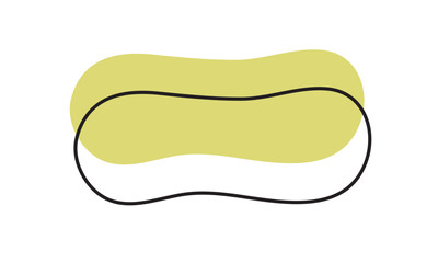 A modern abstract graphic featuring a yellow-green organic blob and a simple black outline on a white background.