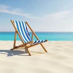 Empty Beach Chair Awaits a Summer Day on a Tropical Beach