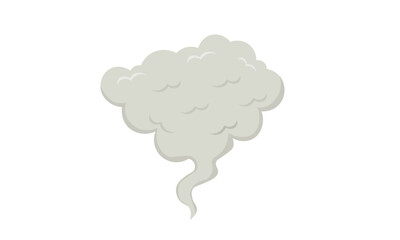 Illustration of a cloud of smoke, with a swirling tail, against a white background.