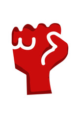  A bold red clenched fist, ready for action. Strong red fist symbol, representing unity or power. Iconic crimson hand, a sign of solidarity.
