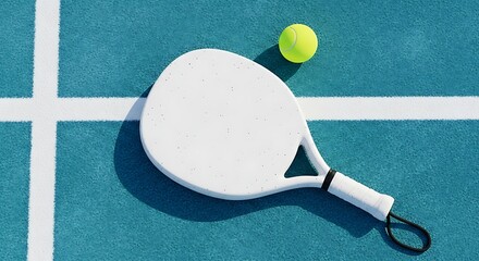 Paddle and ball on court