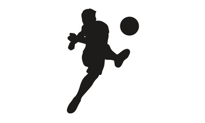 Soccer Player Kicking a Ball Silhouette Action and Motion in Black and White