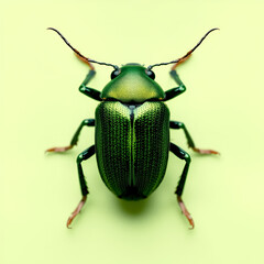 Green june beetle on transparent background, png