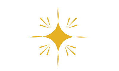 Golden starburst with radiating lines on a white background.