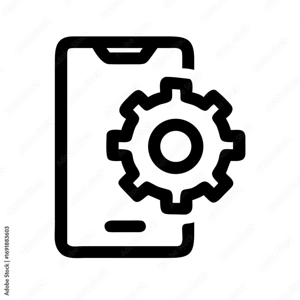Poster mobile app development settings icon for smartphone configuration and customization process design c