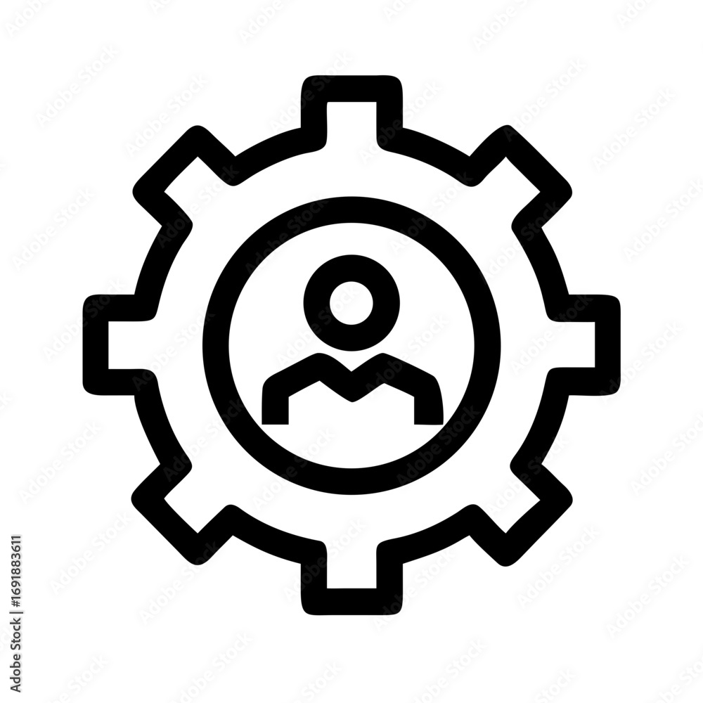 Poster user management settings icon for account profile configuration and personalization options access p