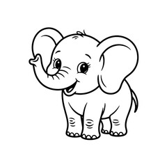 Fototapeta premium Cute baby elephant waving happily in a cartoon style, showcasing its playful personality