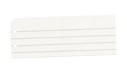 Lined Notebook Paper Piece with Two Binder Holes, Isolated PNG