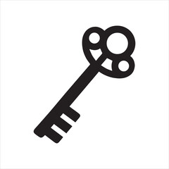  Detailed vintage key silhouette with intricate patterns and elaborate design features