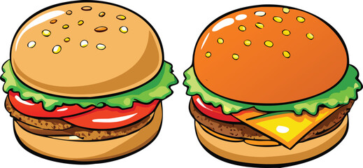 Colored Cartoon Hamburger Comparison