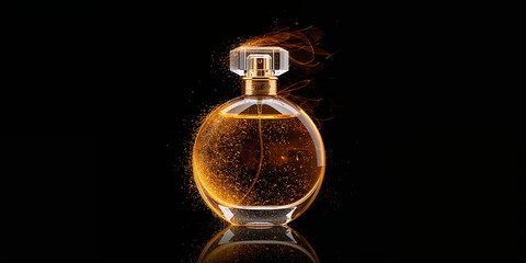 Elegant Perfume Bottle on Black