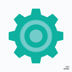 Vector art of a teal gear with concentric circles inside.
