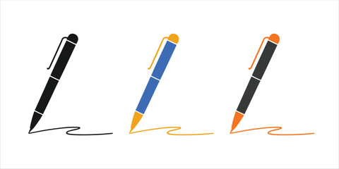 Pen icon set vector. writing pen symbol. vector illustration.