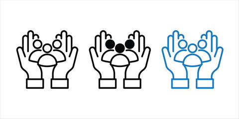 Two hands holding icon set vector. hugging group with two hands symbol. vector illustration.